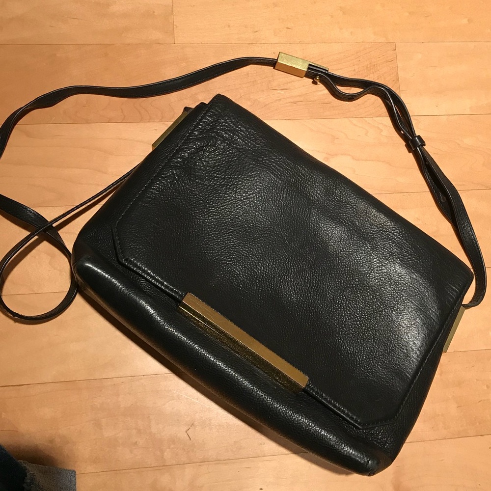 J. Crew Claremont Leather Crossbody Purse Black